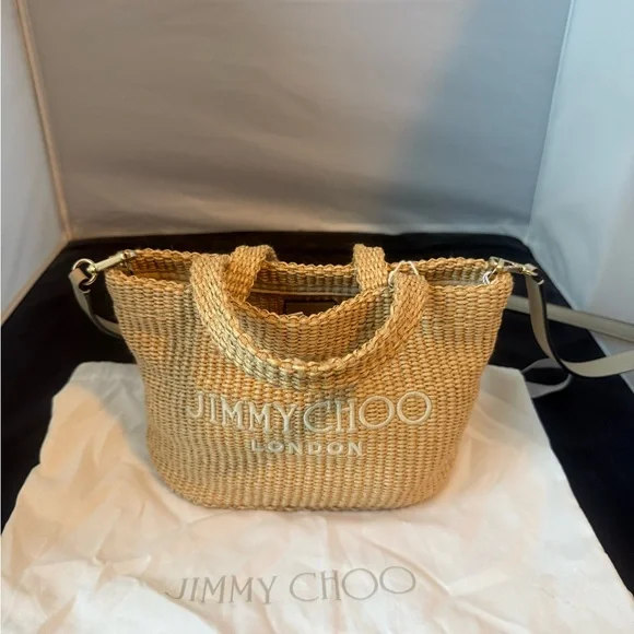 Jimmy Choo Tan Woven Tote Bag - Picture 3 of 9